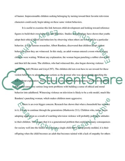 Witnessing Television Violence: Child See, Child Do