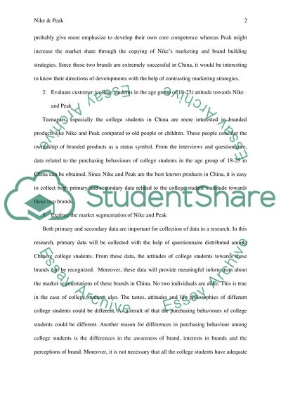 The Attitudes of Chinese Students towards Two Different Brands: Nike and Peak
