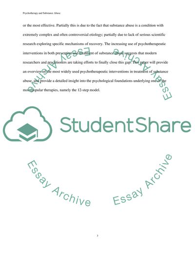 Psychotherapy and Substance Abuse