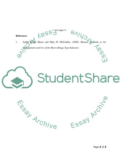 Use of the Myers-Briggs Type Indicator