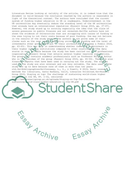 Does the current system of funding higher education support student academic learning