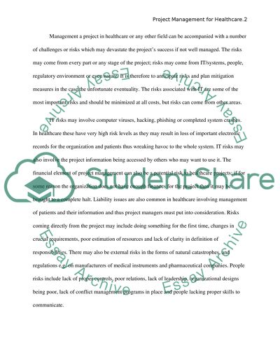 Project Management For Healthcare