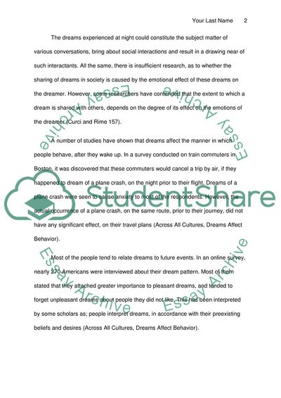 Influence of Dreams on the Lives of People