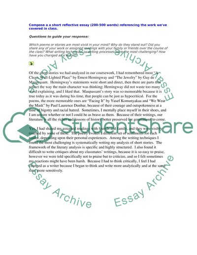 A Clean, Well-Lighted Place by Ernest Hemingway and The Jewelry by Guy de Maupassant