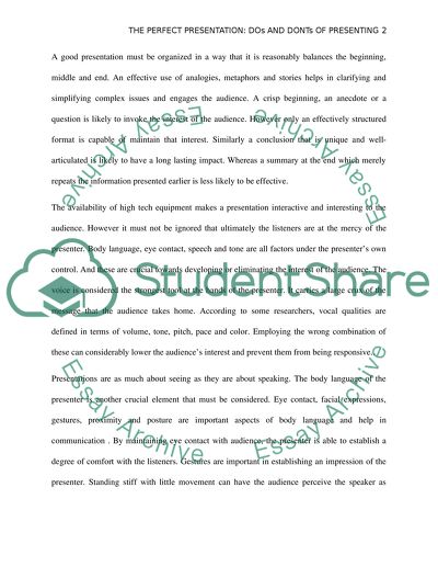 The Perfect presentation: dos and donts of presenting