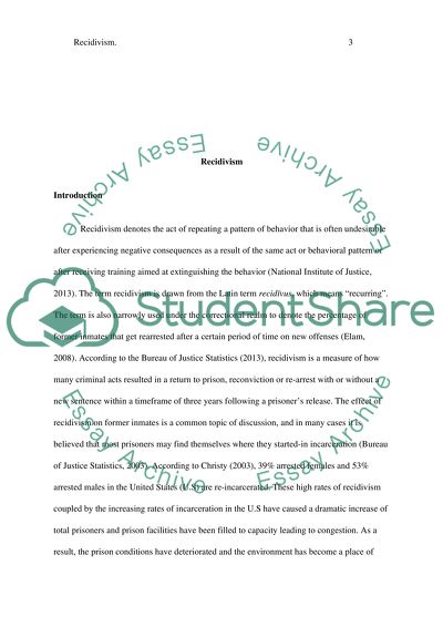 Analysis of the Problem of Recidivism