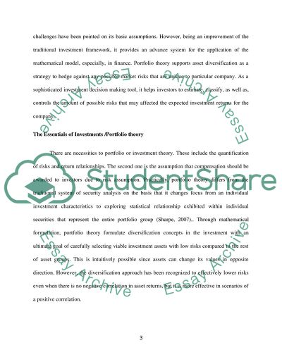 Portfolio Theory and Its Implication to Investors in the Market