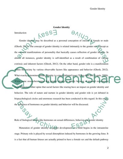 Personal Conception of Oneself as Female or Male