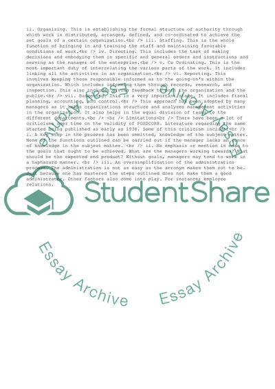 The Acronym Posdcorb in Management