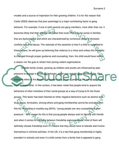 A Key Contributing Factor Towards Gang Behavior