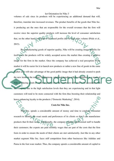 The Benefits and Costs of a Market Orientation for Nike