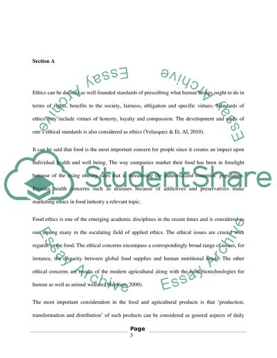 What part does ethics play in food marketing