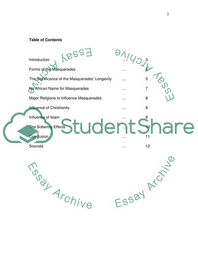 Evolution of Masquerades in Africa