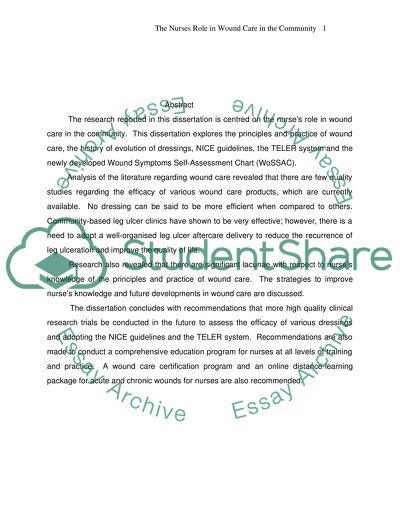 The Nurses Role in Wound Care in the Community