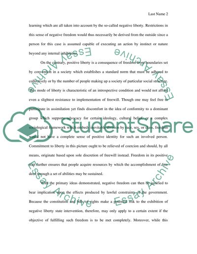 The Implications of Negative and Positive Freedom in the Relationship of the Individual and State