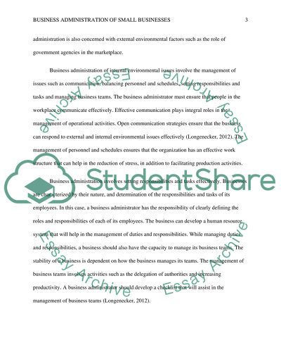 Business Administration of Small Businesses