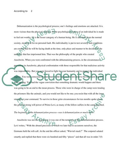 According to Premo Levis book The Survival of Auschwitz how did Auschwitz systematically dehumanize prisoners