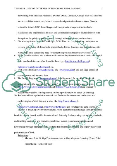 Best Uses of Internet in Teaching and Learning