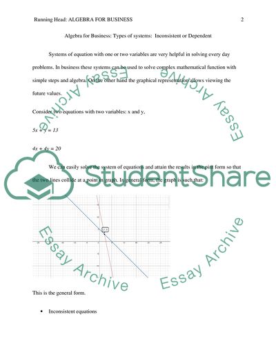 Algebra for Business: Types of systems: Inconsistent or Dependent