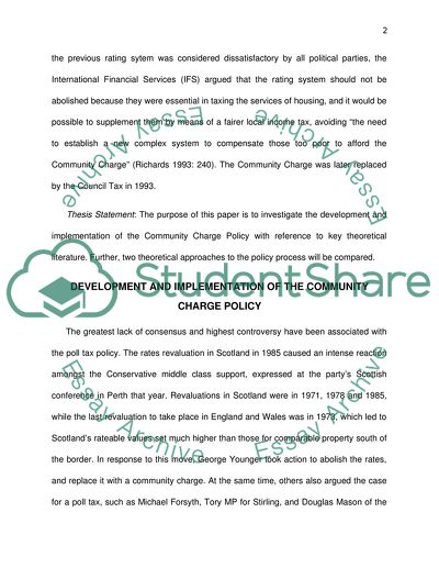 The Development and Implementation of the Community Charge Policy