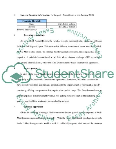 Company Research of Wal-Mart