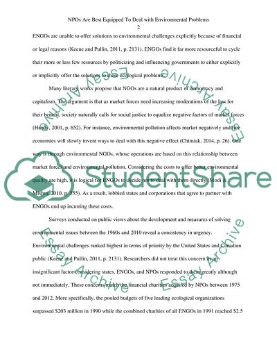 NPOs Are Best Equipped To Deal with Environmental Problems