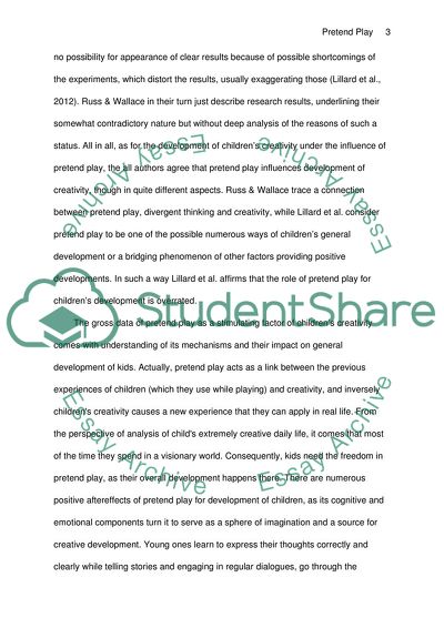 Influence of Pretend Play on Development of Childrens Creativity