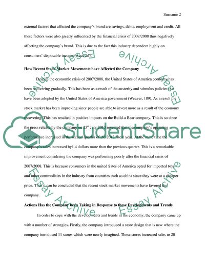 Economic environment effect on Build-a-Bear