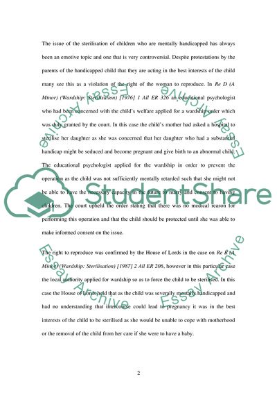 Sterilisation of a Disabled Person