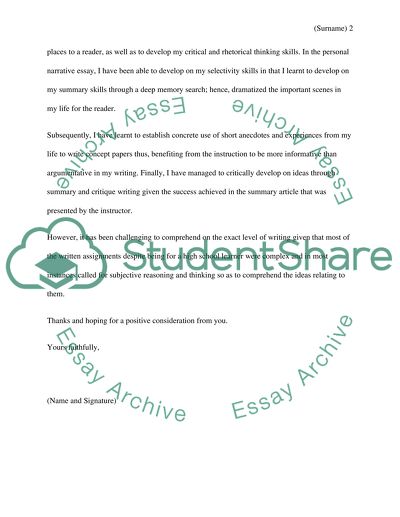 Letter to the instructor