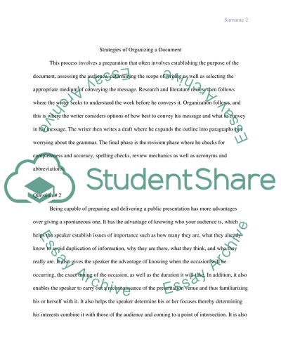 Strategies of Organizing a Document
