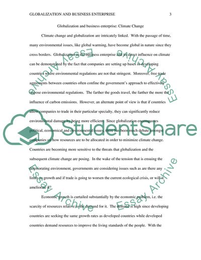 Globalization and Business Enterprise: Climate Change