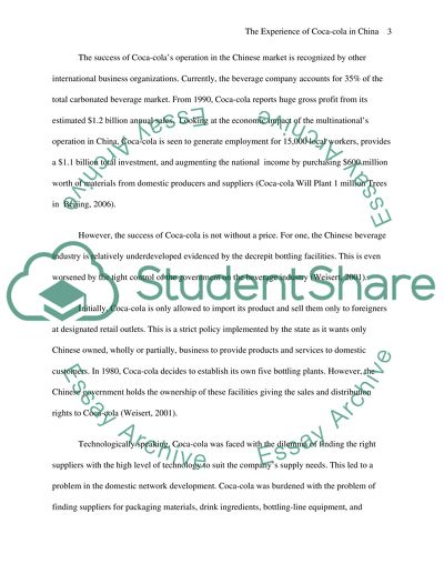 The Experience of Coca-cola in China