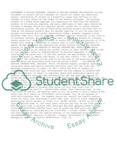 Managerial Economics and Diminishing Returns