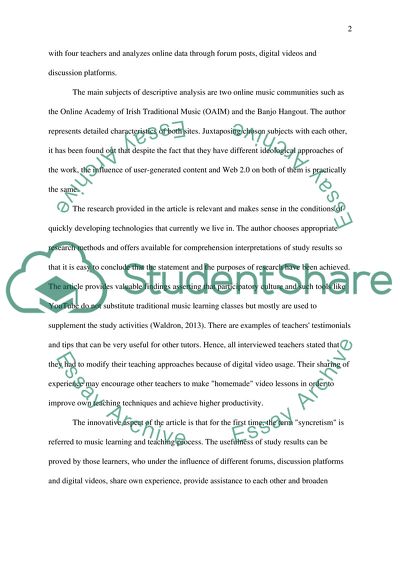 Written Evaluation of the Research Articles