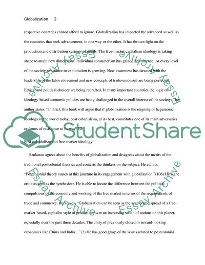 Analysis of Globalization and Post-colonialism by Sankaran Krishna