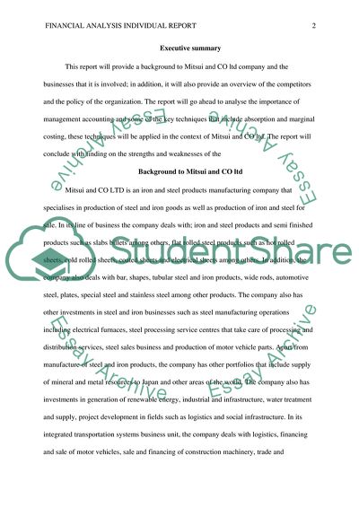 Financial Analysis of Mitsui and Co Ltd