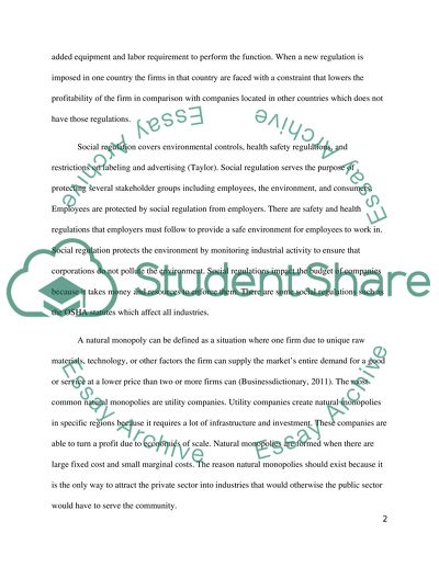Industrial Regulation and Market Structure