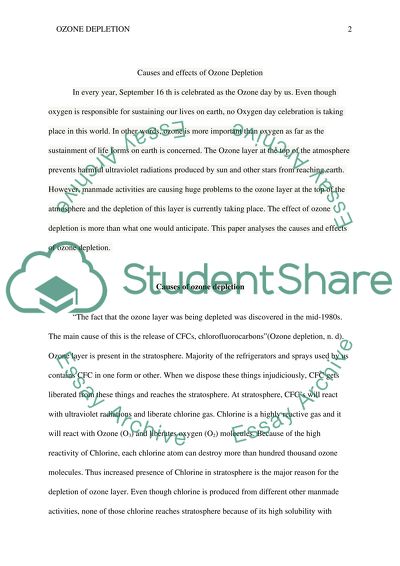 Cause and effects of Ozone Depletion