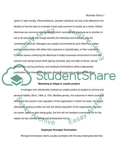 Business ethics at workplace and ethical Issues affecting community and organization