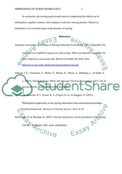 Impressions of Nursing inormatics