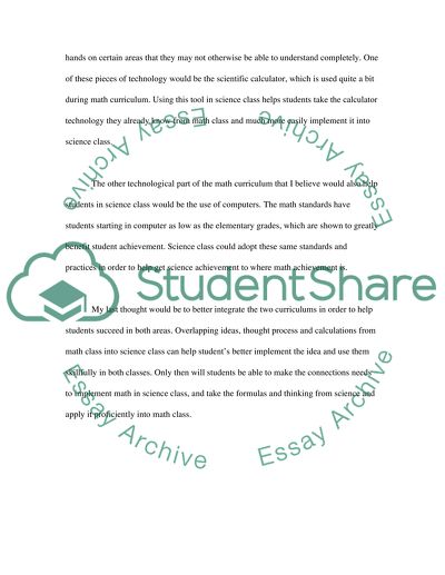 The Math Standards to the Science Curriculum