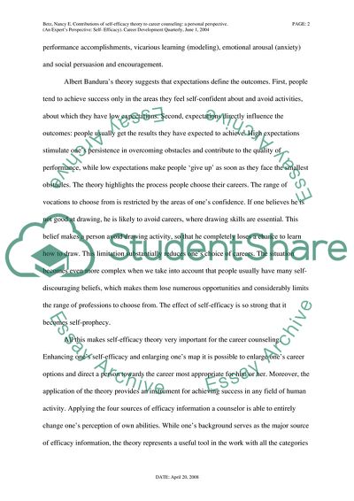 Self-efficacy as an Important Criterion of Success