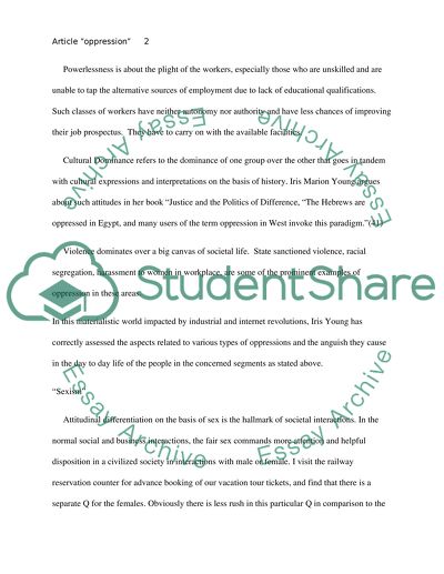 Oppression by Iris Young