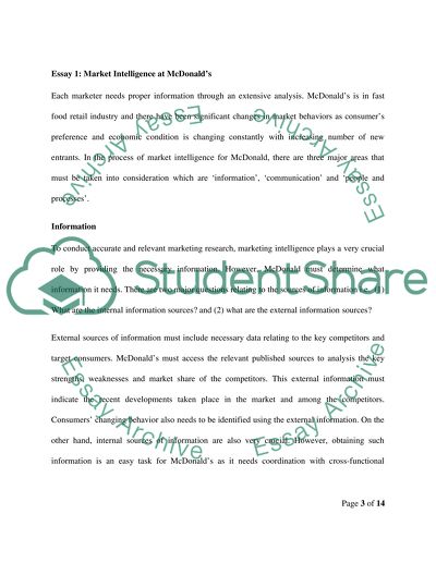 Market Intelligence at McDonalds and Tassimo On-Demand Coffee Maker