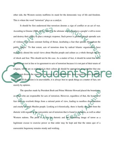 Reflect on the dicourses around the term terrorism within Australia