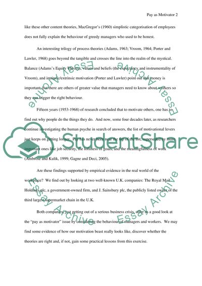 Pay as Motivator in Contemporary Work Organizations