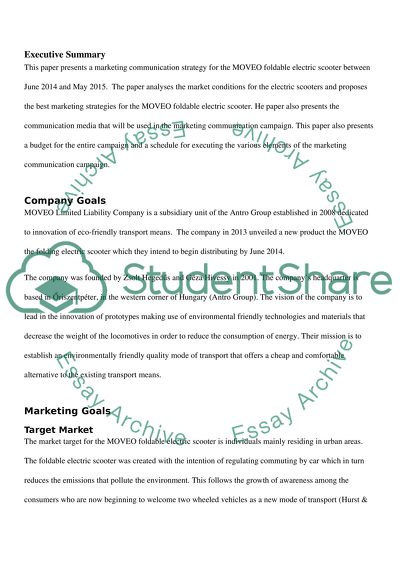 The Marketing Communication Campaign for the Moveo Foldable Electric Scooters