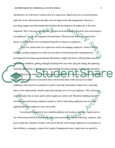 Supervision in the Criminal Justice Field