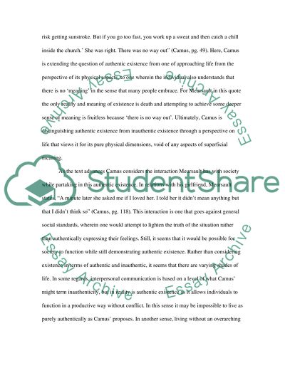 Authentic Existence in Albert Camus The Stranger